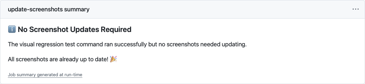Action summary after no updates
